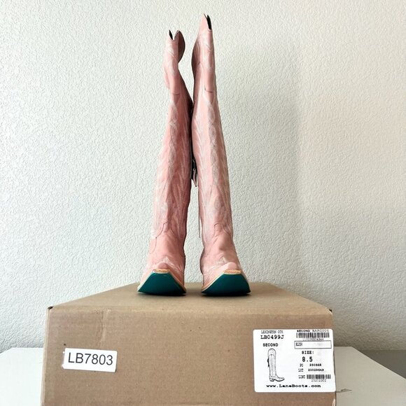 Lane LEXINGTON Over the Knee Womens Cowboy Boots 8.5 Pink Western Cowgirl Tall - Picture 14 of 16